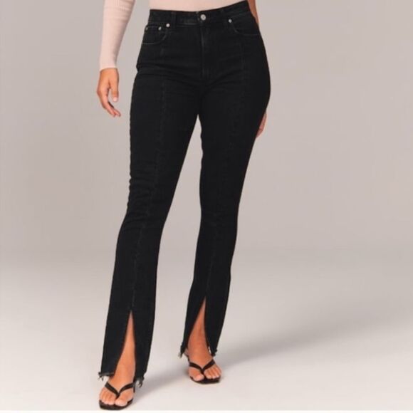 Abercrombie and Fitch The Skinny High Rise 35/20R Black Split Raw Hem **Plus - Picture 2 of 15